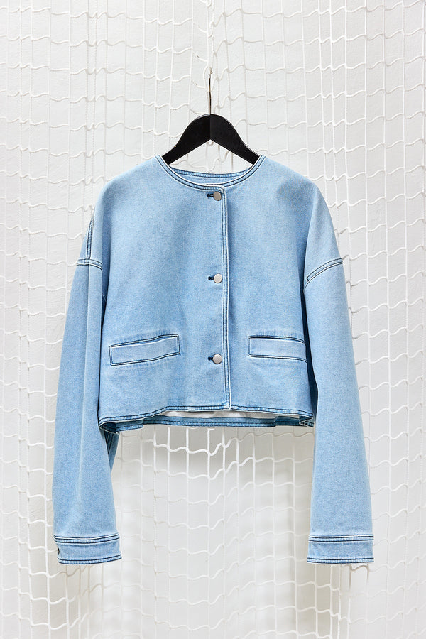 Light Blue Cropped Denim Jacket