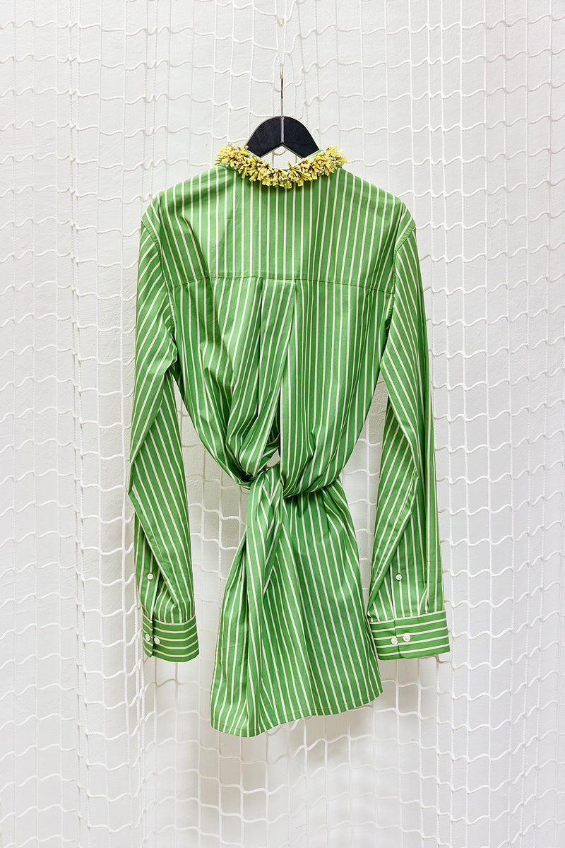 Green Striped Cotton Skirt