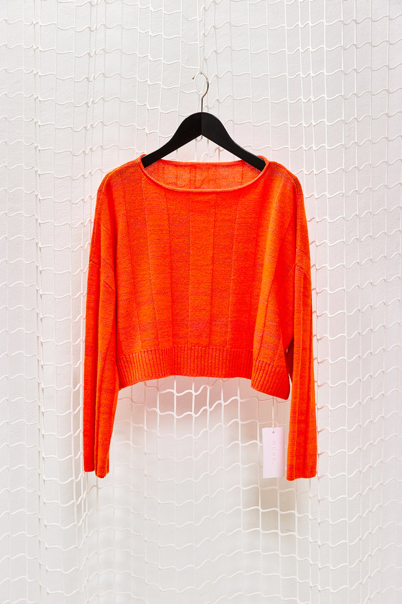 cropped ribbed sweater orange