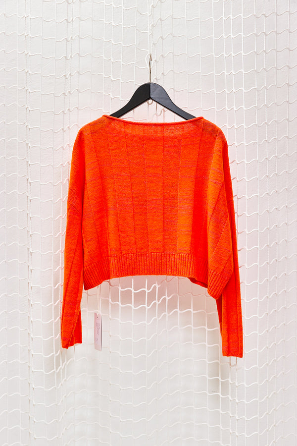 cropped ribbed sweater orange