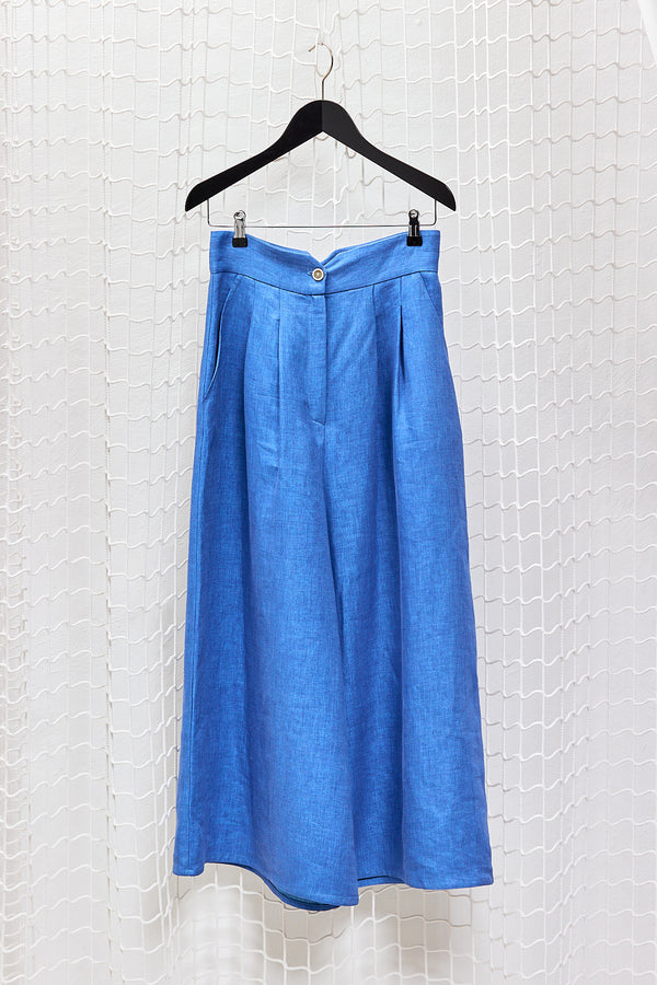 Linen trousers wave blue